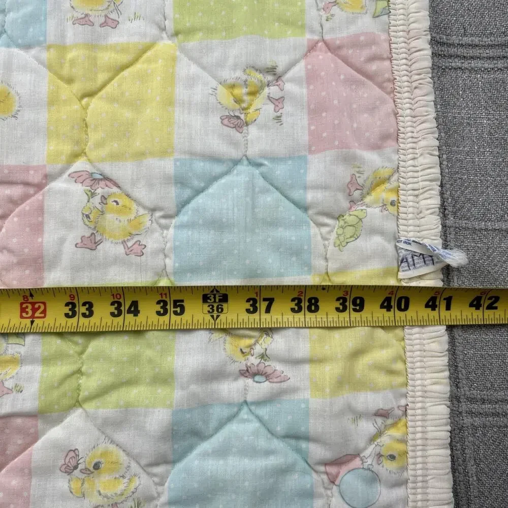 Vintage Baby Blanket Pastel Colorblock Chicks Ducks Nursery Photo Prop READ